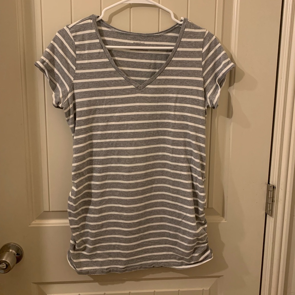 Motherhood Maternity V-Neck Striped Tee Shirt